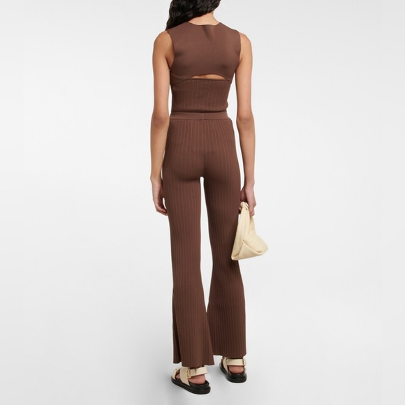 SIR THE LABEL Sylvie Chocolate Brown Ribbed Flare Slit Pants Size 2 - Picture 6 of 12